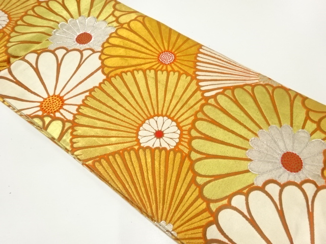 アンティーク　菊尽くし模様織出し丸帯（材料）